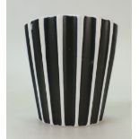 Wedgwood studio small vase with ribbed decoration in black & white colours by Norman Wilson,