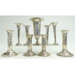 Group of Silver hallmarked items, including 2 pairs of candlesticks, 2 pairs of vases,