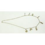 9ct Gold chain & 9ct & yellow coloured metal charms - 14.3 grams.