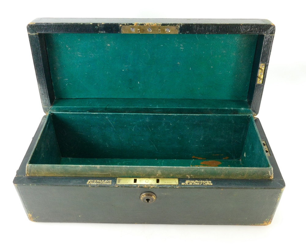 JEWEL / JEWELLERY / VALUABLES BOX - leather covered box by Wickwar & Co. 6 Poland Street, London. - Image 3 of 6