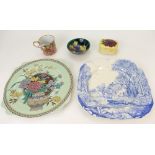 A collection of pottery including a small Moorcroft orchid dish, Moorcroft Anemone box & cover,