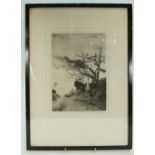 Original limited edition etching titled 'A Windswept Lane' by Willie Rawson.