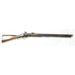 A scarce 14 bore 2 groove Brunswick percussion rifle made by Malherbe of Liege,
