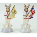 Royal Doulton Bunnykins figures England Athlete Sydney 2000 DB216 and a similar prototype example