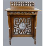 19th Century Gothic Carved Oak Church Side Table (71cm Width x 101cm Tall x 45cm Depth)