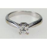 18ct White Gold Solitaire Millenium cut DIAMOND ring, the stone 0.