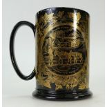 Wedgwood commemorative mug decorated in gold with birthplace of Josiah,