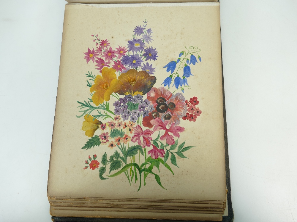 A Victorian hand painted watercolour scrap album dated 1885 artist A Day, - Image 2 of 4