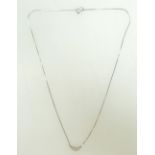 18ct White Gold and 3 diamond set necklace, 47 cm. 4.3g.