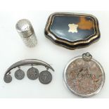 Small group of items including a tortoiseshell sewing case with gilt mounts 6.
