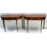 A pair of Regency style reproduction mahogany D end side tables (2)