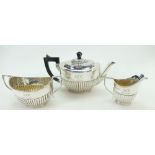 Silver three piece Teaset, Chester 1914,