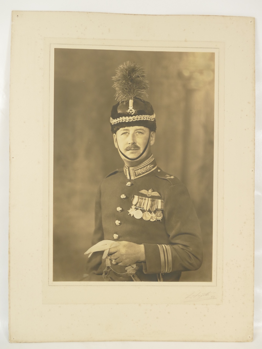 Squadron Leader R L Edward - large studio portrait bearing full title and description,