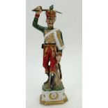 Large French porcelain figure of Napoleonic soldier, height 31cm.