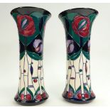 Moorcroft Mackintosh design Pair of Vases, height 26cm,