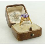 18ct Gold and Amethyst single stone ring. UK size R. 5.5g gross.