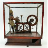 19th century Lever-Operated Automaton wood automaton figure of the scissor sharpener,