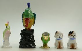 A Crown Staffordshire figure of a comic model of a parrot, a cartoon bird cruet,