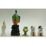 A Crown Staffordshire figure of a comic model of a parrot, a cartoon bird cruet,