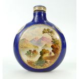 Staffordshire hand painted FLASK signed John Bailey 19th century. 11.5cm high. Screw top.