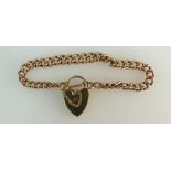 9ct Rose gold BRACELET with 9ct Yellow Gold padlock clasp and safety chain. Weighs 20.