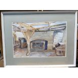 Hilda Smith local artist watercolour titled Kitchen at Haddon Hall 56cm x 74cm