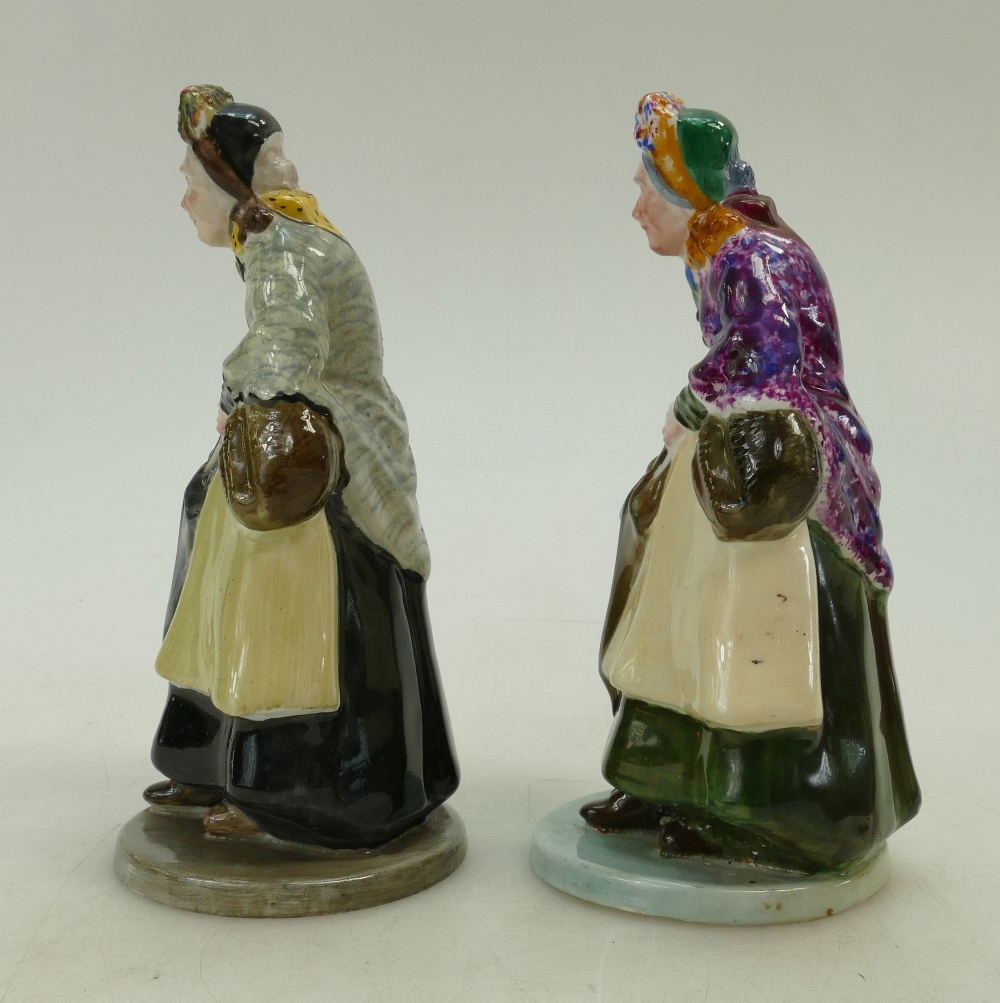 Two Crown Staffordshire figurines of an Old Lady with an umbrella in two different colourways (2) - Image 2 of 5
