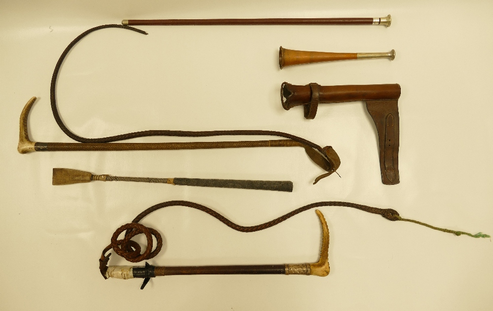 A collection of Equestrian items including Hunting Horn,