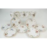 RUSSIAN Gardner porcelain - group of five cups (3 a/f) and seven saucers (2 a/f).
