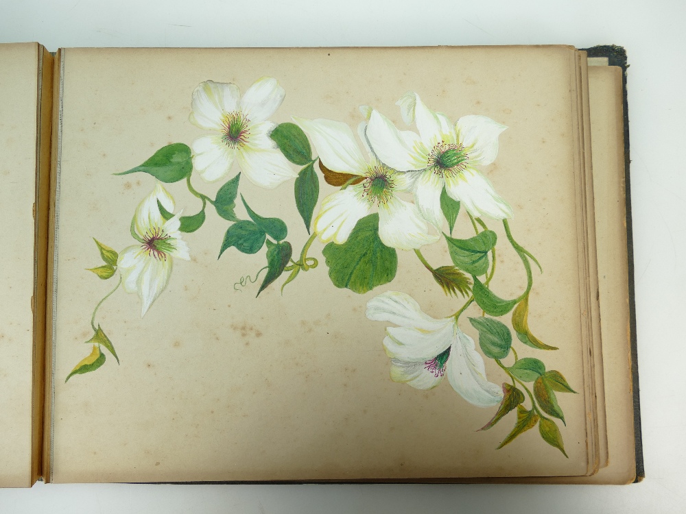 A Victorian hand painted watercolour scrap album dated 1885 artist A Day, - Image 3 of 4