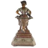 Victorian cast iron painted umbrella stand in the form of a woman, height 80cm,