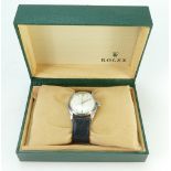 Rolex vintage Air King stainless steel Wristwatch, 1968 automatic, with leather strap,