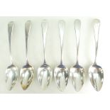6 matching Georgian silver serving spoons, London 1800, maker WE & WF, crests engraved to front.