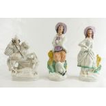 Harvest Boy & Girl - A pair of Staffordshire figures, together with George & the Dragon,