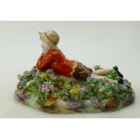 A Crown Staffordshire figurine of a girl lying down,