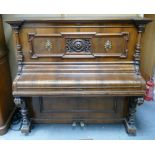 Edwardian Burr Walnut Ornate Upright Piano,