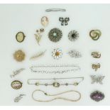 Collection of vintage costume jewellery including Brooches and Necklaces dating from 1920s - 1950s
