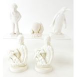 Three rare Royal Worcester white figures of a Penguin by Doris Lindner,