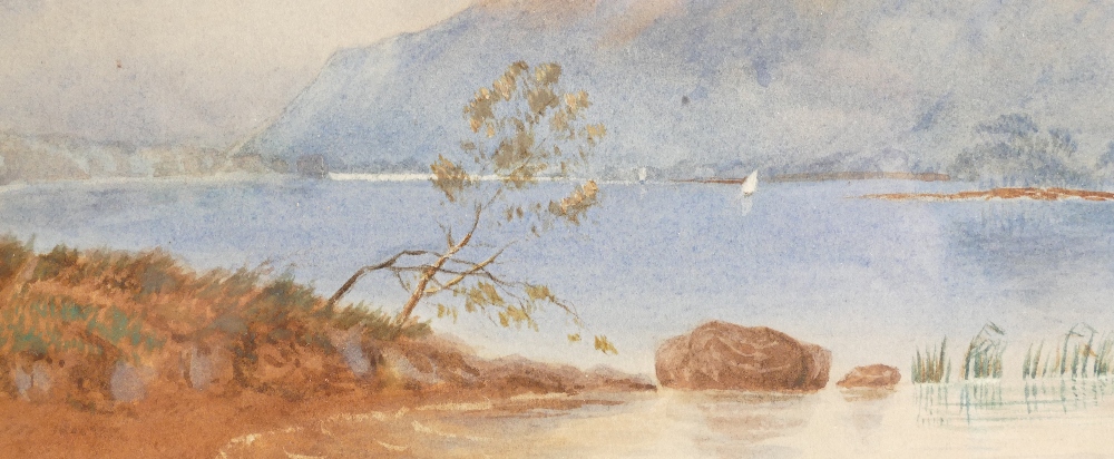 Large framed watercolour of shoreside scene, signed M Armstrong 1871. - Image 4 of 6