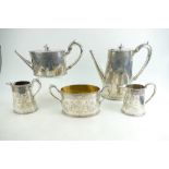 A Victorian Silver five piece tea & coffee set 2506 grams, presented to James Vardon in 1872,