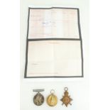 WWI Trio medal group - 52281 Pte A Gough RAMC with paperwork.