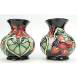 Moorcroft Anna Lily design pair of vases, height 9cm,