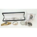 Group of 5 watches including ladies 9ct gold watch, Seiko 5 - day date automatic gents watch,