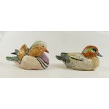 Royal Doulton earthenware prototype model of a Mandarin duck and a Teal duck,