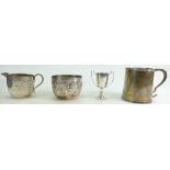 Group of Silver items including, christening mug (worn marks),