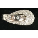18ct white gold diamond BUCKLE RING - 1/2 carat cluster comprising 30 diamonds approx.