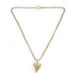 Victorian 9ct Rose Gold necklace with small later 9ct back and front heart locket, 19.