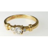 18ct three stone Diamond Ring, size I, 2.