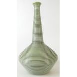 Wedgwood green & grey ribbed studio vase by Norman Wilson, impressed and printed marks,