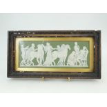 19th Century Wedgwood green dip Jasperware rectangular shaped plaque with applied white relief